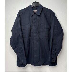 5.11 Tactical TDU Long Sleeve Shirt Ripstop Mens Large Navy Blue Thick Workwear